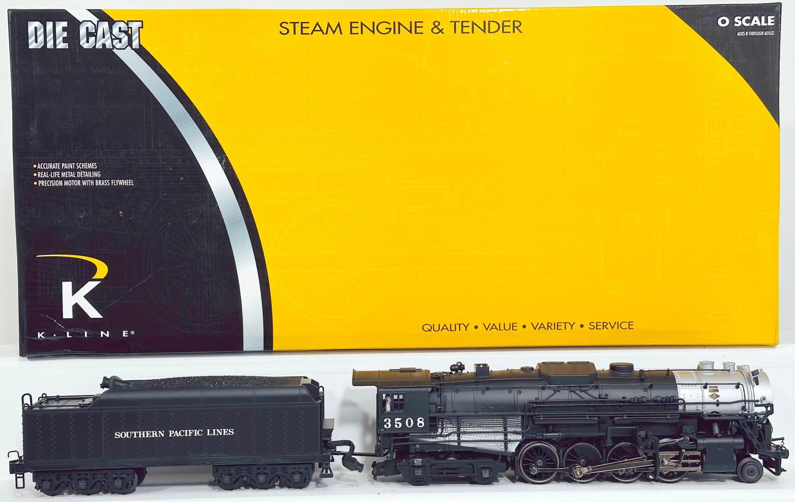 K-Line Modern O Gauge Southern Pacific Berkshire Locomotive and Tender Boxed: K-Line Modern O Gauge Southern Pacific Berkshire Locomotive and Tender Boxed, in C7 plus or better and with its original box.