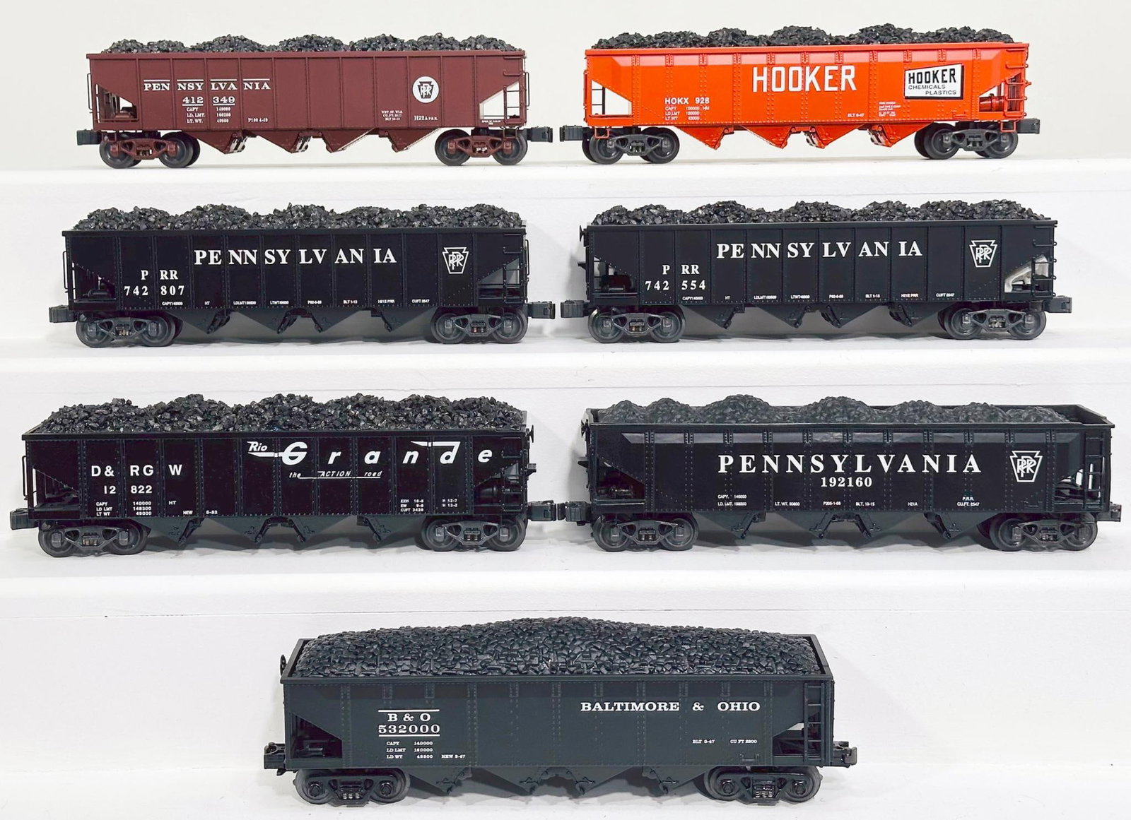 MTH Modern O Gauge Diecast Gondola Car X7: MTH Modern O Gauge Diecast Gondola Car X7, each in C7 plus or better.