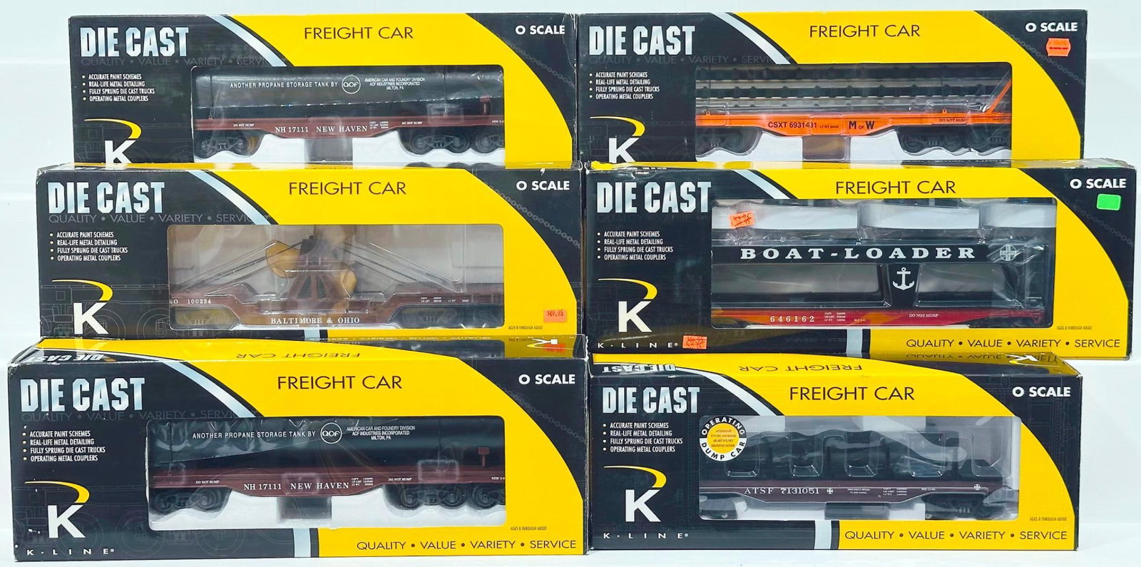 K-Line Modern O Gauge Six (6) Assorted Freight Cars Boxed (1 of 6)