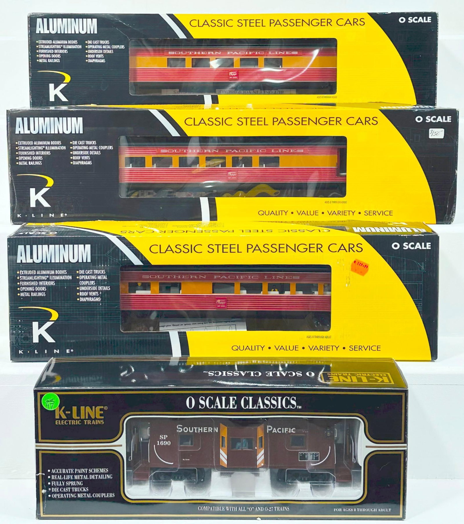 K-Line Modern O Gauge SP Aluminum Business Car 18 inch - SP Dome Car 21 inch - SP Combine Car 21 (1 of 5)