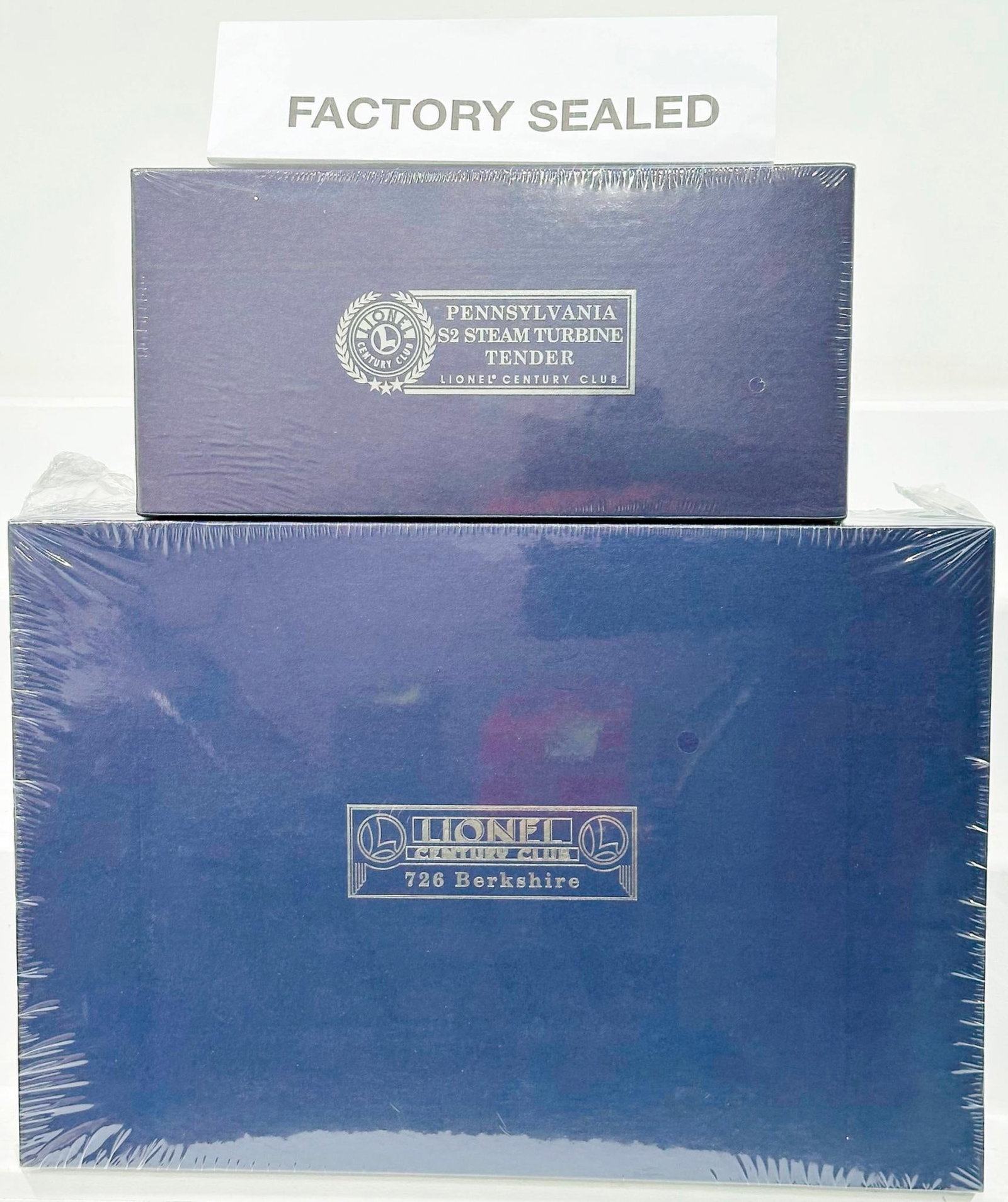 Lionel Modern O Gauge Century Club 726 Berkshire and Pennsylvania S-2 Steam Turbine Tender Boxed: Lionel Modern O Gauge Century Club 726 Berkshire and Pennsylvania S-2 Steam Turbine Tender Boxed, each in C10 and each with its original sealed box.