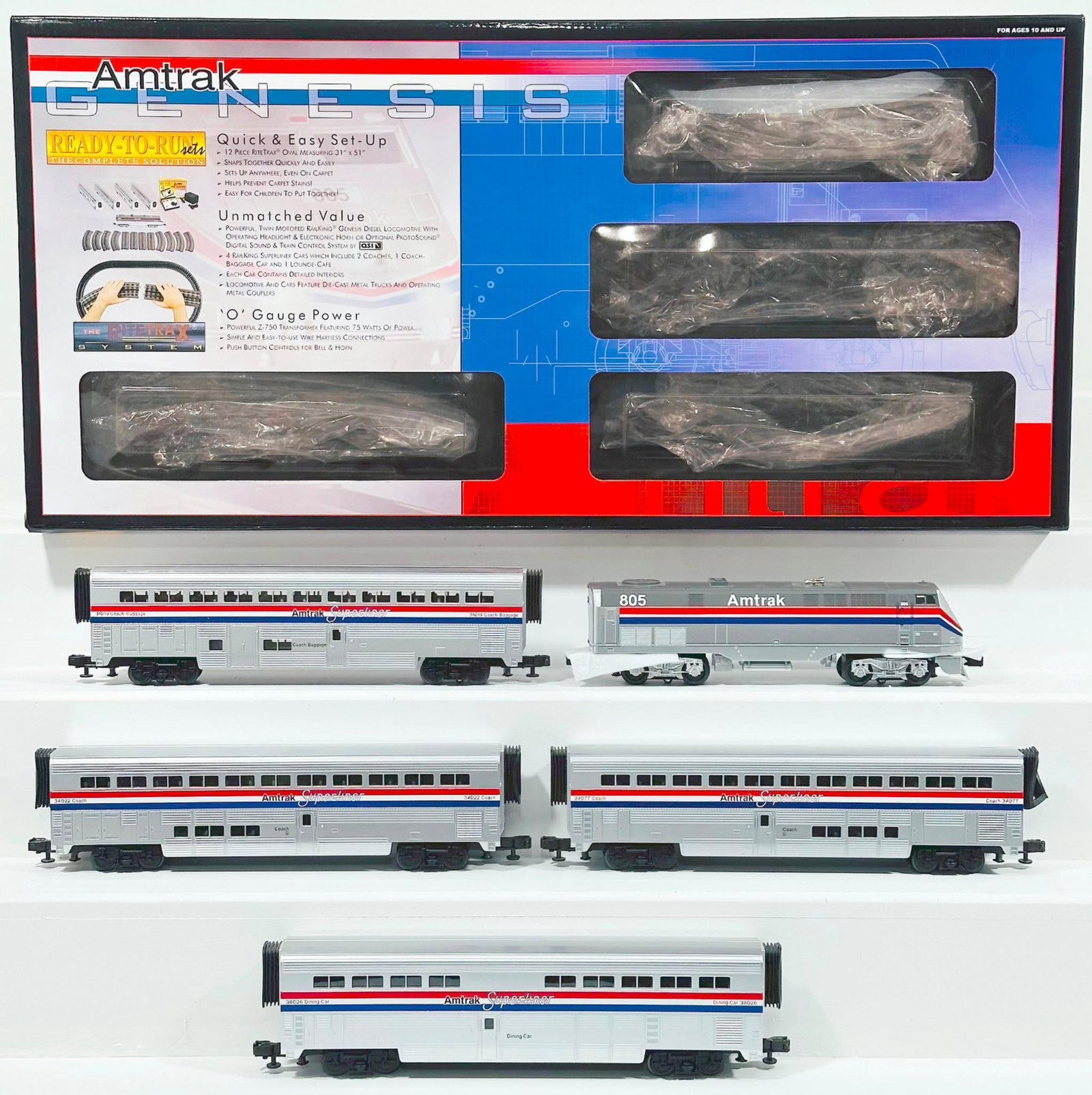 MTH Modern O Gauge Amtrak Genesis R - T - R Passenger Set Boxed (1 of 8)