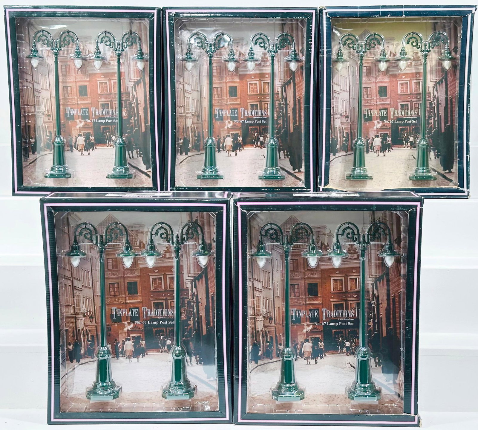 MTH Modern Tinplate Traditions Standard Gauge No. 67 Lamppost Set Boxed X5 (1 of 5)