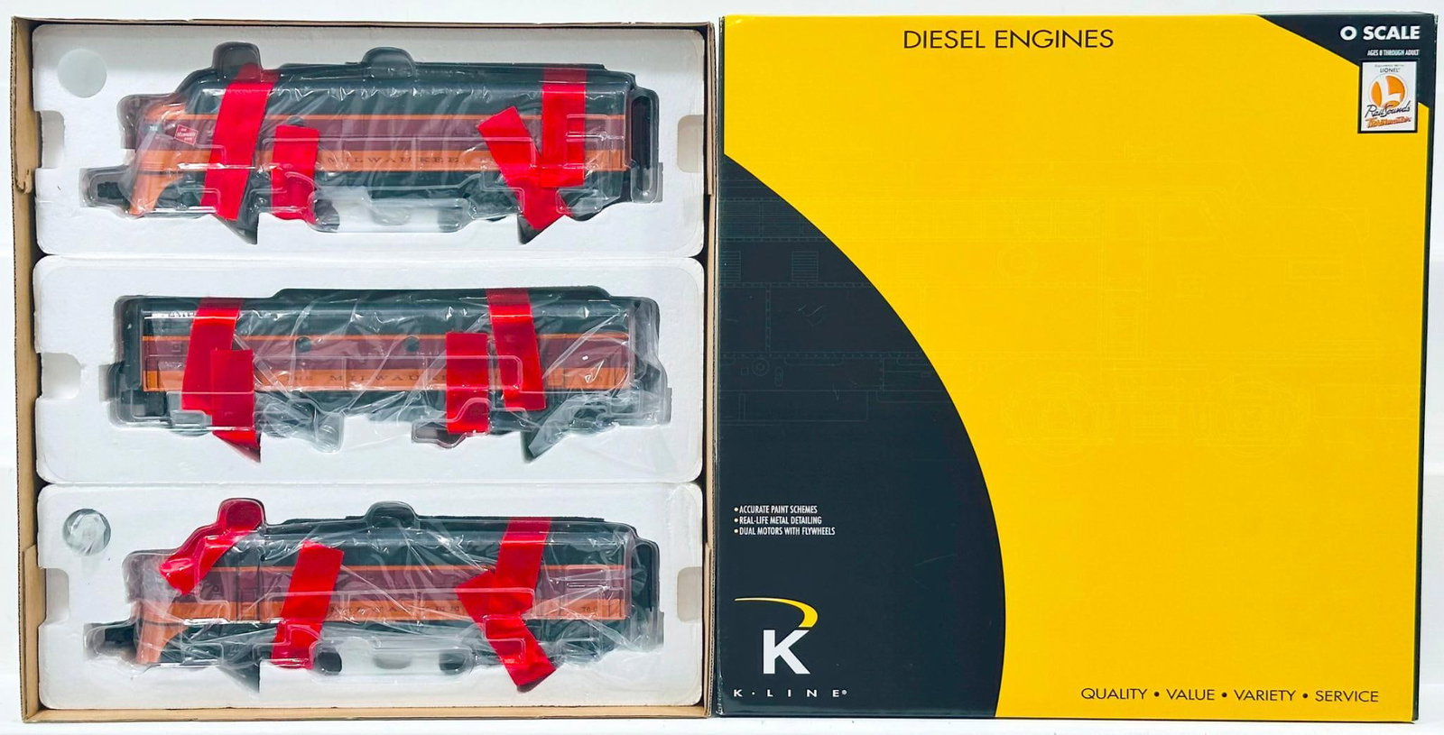 K-Line O Gauge Milwaukee Road F - 7 Diesel A - B - A Diesel Units Boxed (1 of 4)