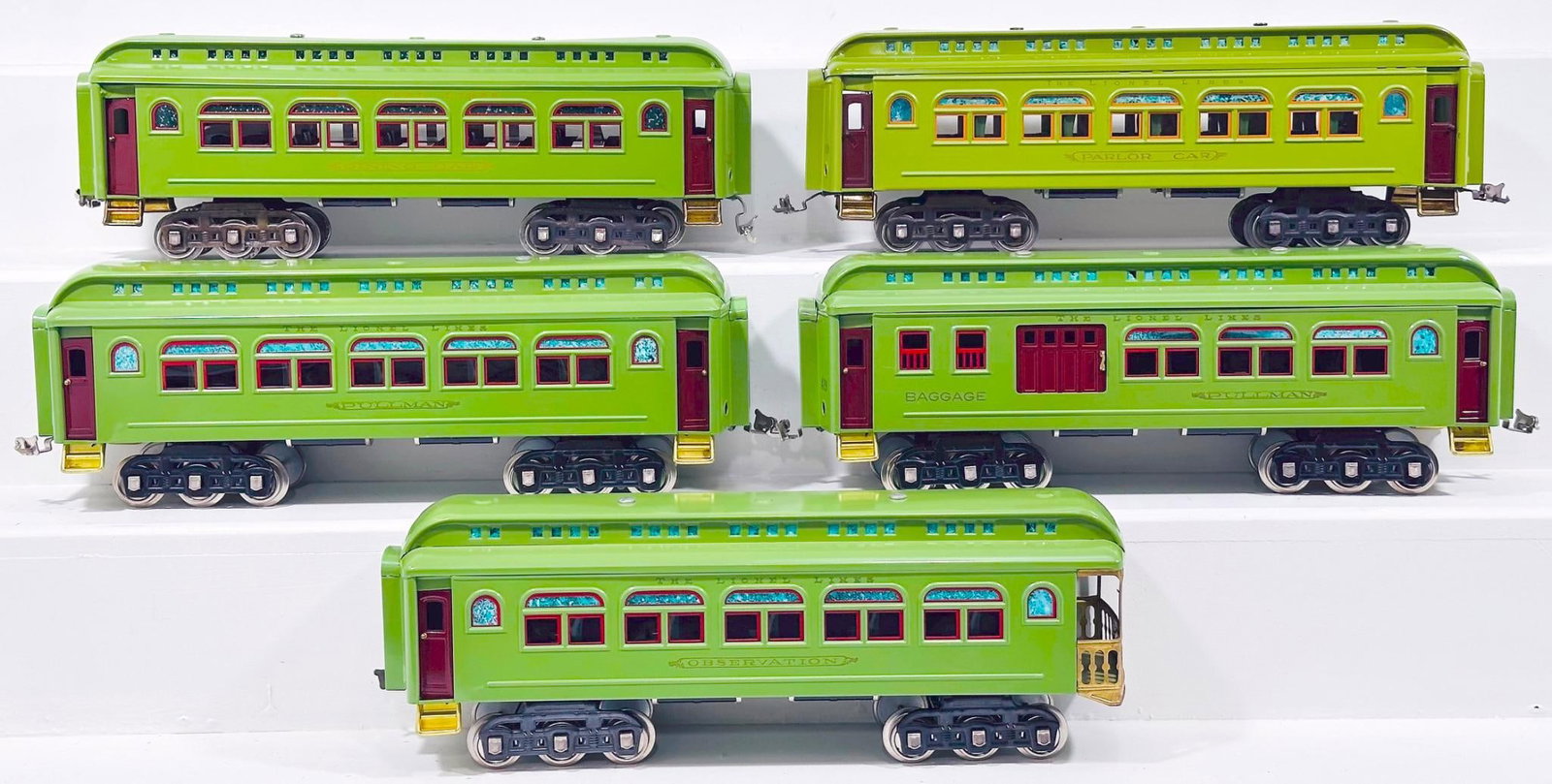 Williams Modern Standard Gauge 490 - 419 - 418 Apple Green Passenger Cars (1 of 6)