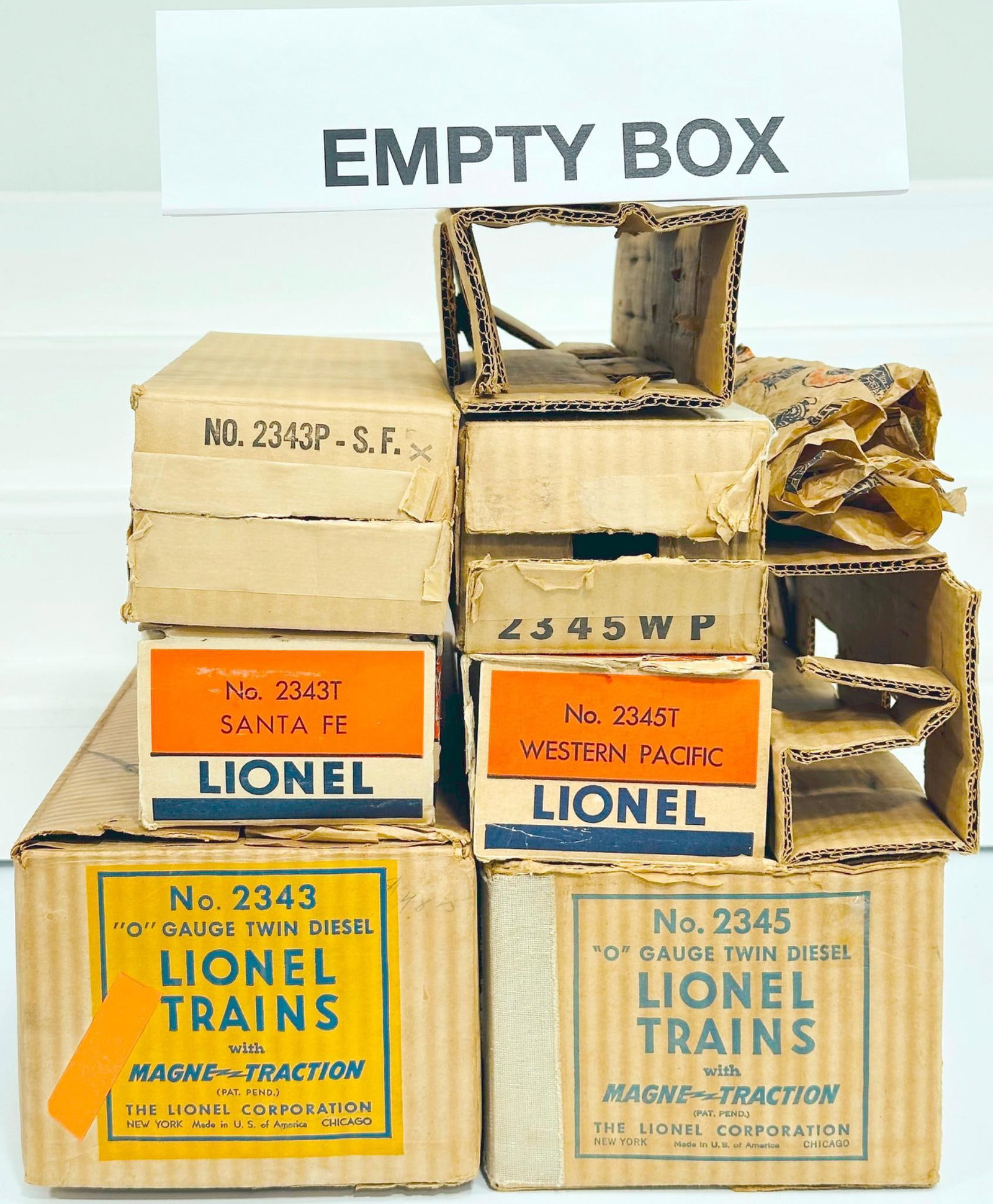 Lionel Postwar O Gauge 2343 Santa Fe Master Carton /2345 Western Pacific Master Carton (1 of 9)