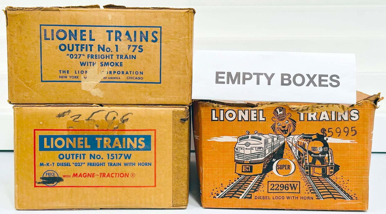 Lionel Postwar O Gauge Outfit No. 1477S - 1517W - 2296W original Set Boxes only (1 of 10)