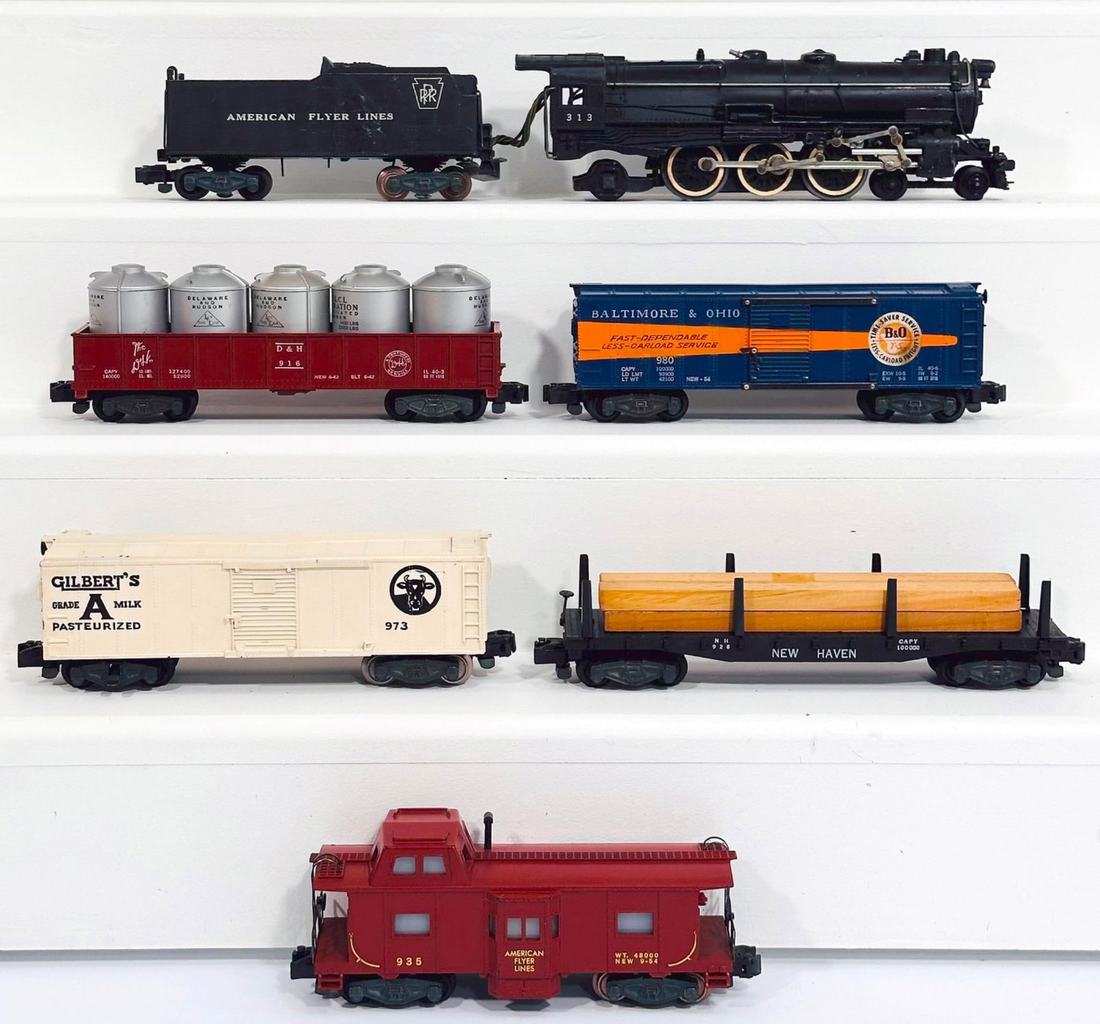 American Flyer Postwar S Gauge 313 PRR 4 - 6 - 2 Locomotive and Tender - 980 - 916 - 973 - 928 with (1 of 6)