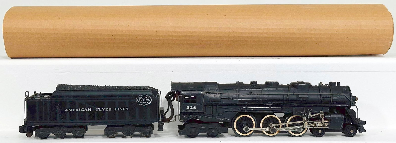 American Flyer Postwar S Gauge 326 New York Central 4 - 6 - 4 Large Motor Locomotive and Tender: American Flyer Postwar S Gauge 326 New York Central 4 - 6 - 4 Large Motor Locomotive and Tender, each in C7 or better.