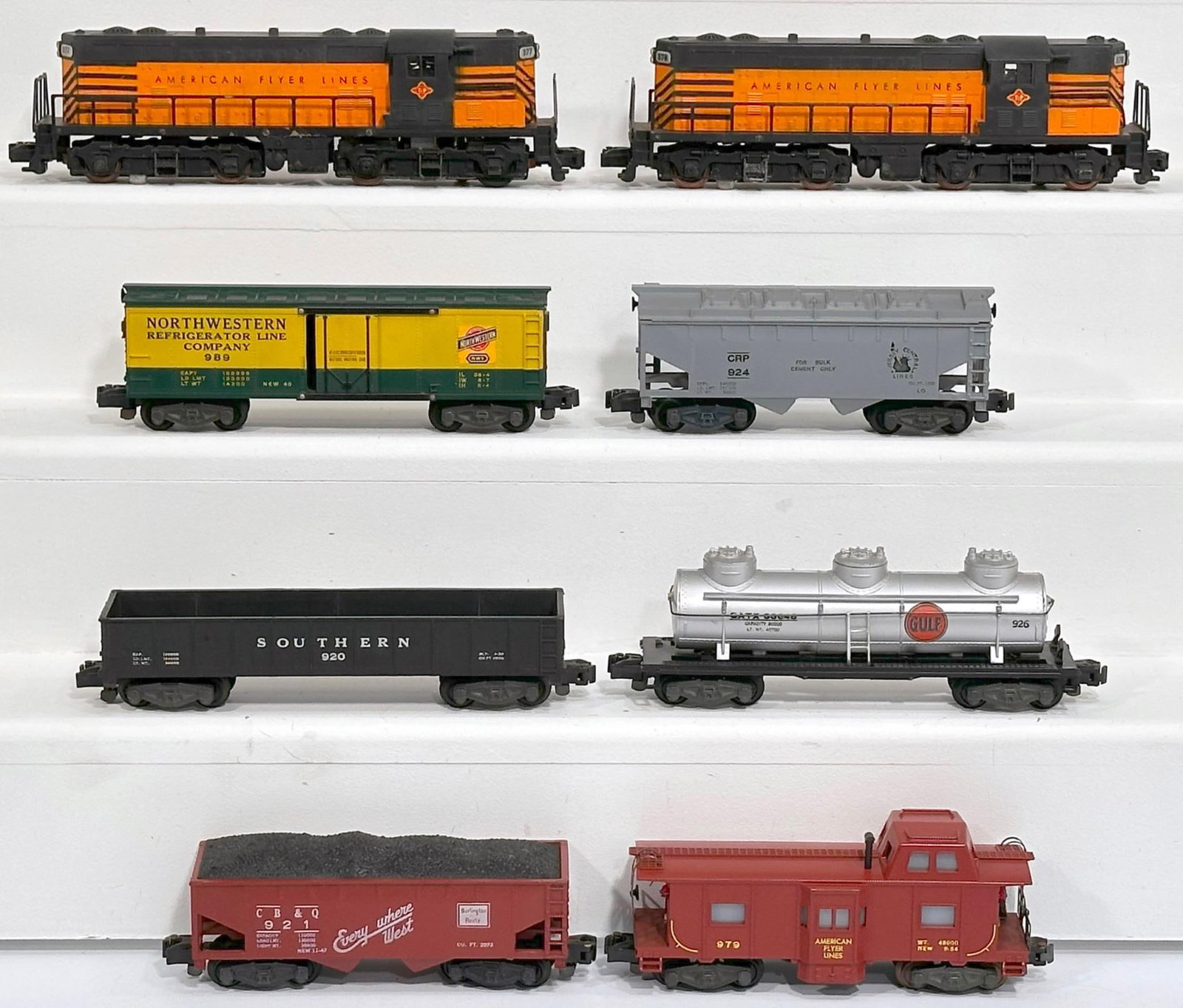 American Flyer Postwar S Gauge 377 and 378 T & P Switchers and Six (6) Assorted Freight Cars (1 of 6)