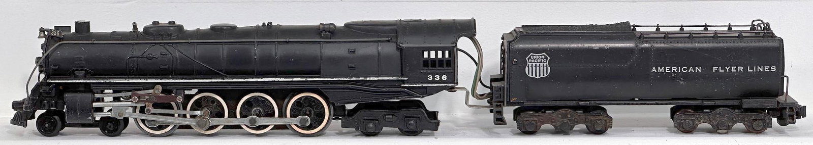 American Flyer Postwar S Gauge 336 Union Pacific 4 - 8 - 4 Locomotive and Tender: American Flyer Postwar S Gauge 336 Union Pacific 4 - 8 - 4 Locomotive and Tender, in C7 or better.