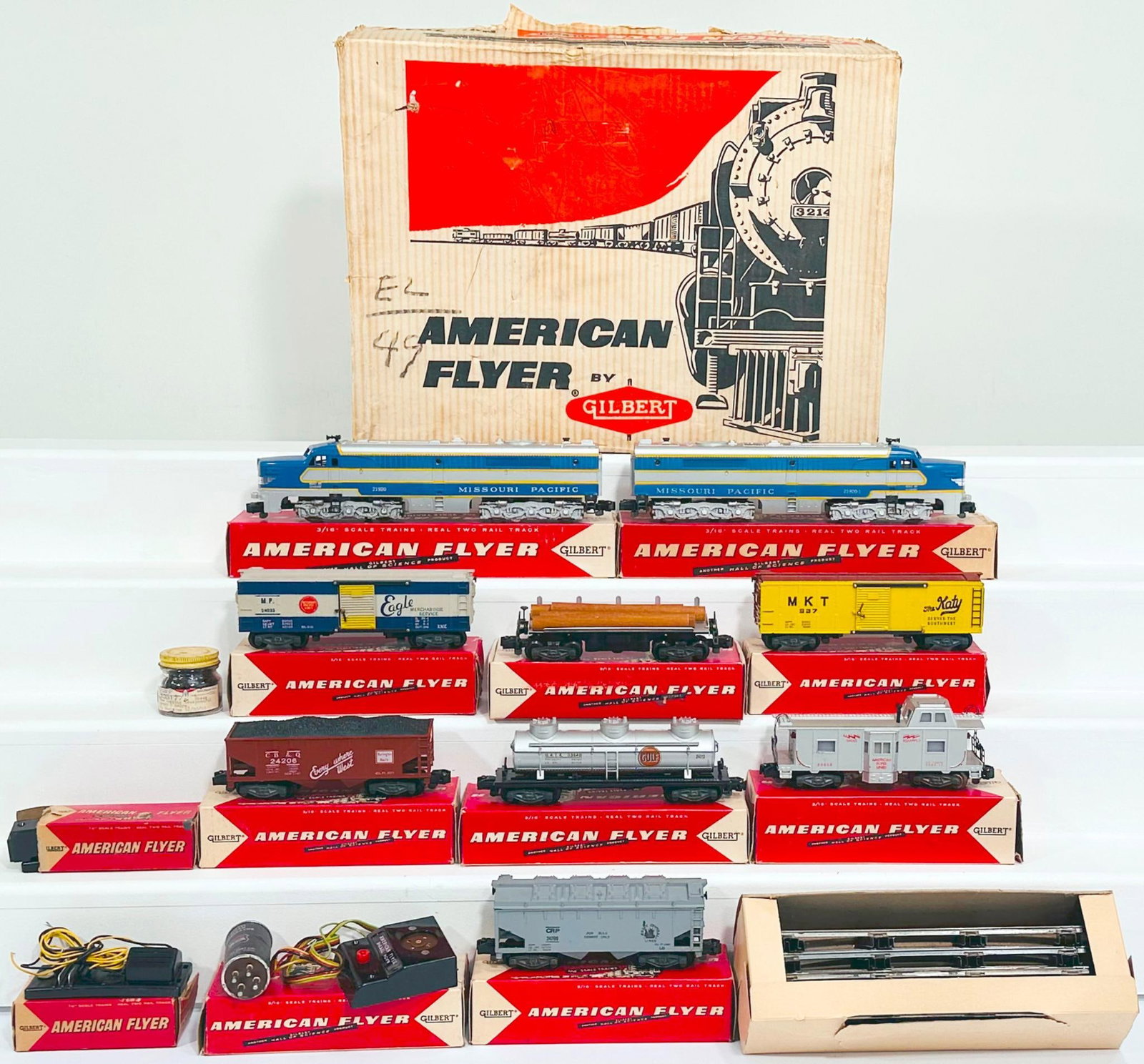 American Flyer Postwar S Gauge Outfit No. 20465 Missouri Pacific Fast Freight Set from 1958 Boxed (1 of 10)