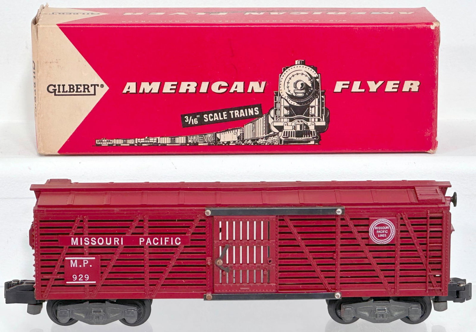 American Flyer Postwar S Gauge 929 Missouri Pacific Cattle Car Open Slat Sides Scarce Boxed (1 of 8)