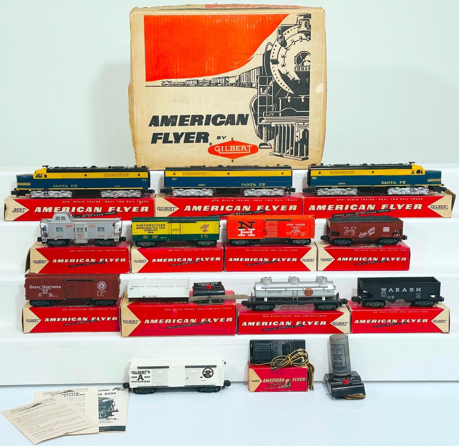American Flyer Postwar S Gauge Outfit No. 20480 Chief Santa Fe Freight Set Boxed from 1958 (1 of 11)