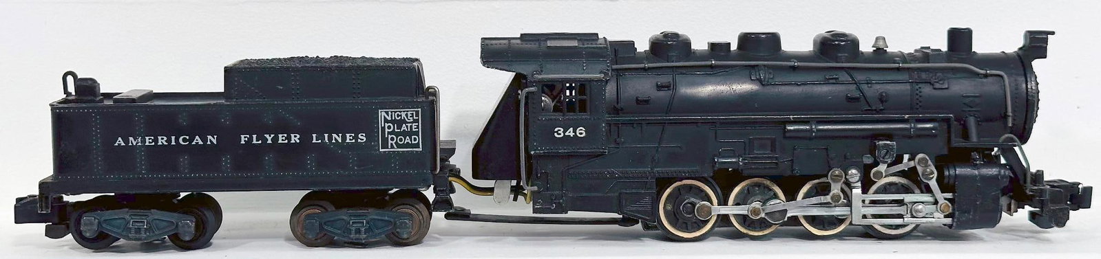 American Flyer Postwar S Gauge 346 Nickel Plate Road 0 - 8 - 0 Switcher Locomotive and Tender: American Flyer Postwar S Gauge 346 Nickel Plate Road 0 - 8 - 0 Switcher Locomotive and Tender, in C7 or better.