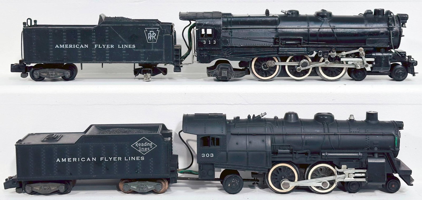 American Flyer Postwar S Gauge 313 PRR 4-6-2 Locomotive and Tender and 303 Reading Lines 4-4-2 (1 of 6)