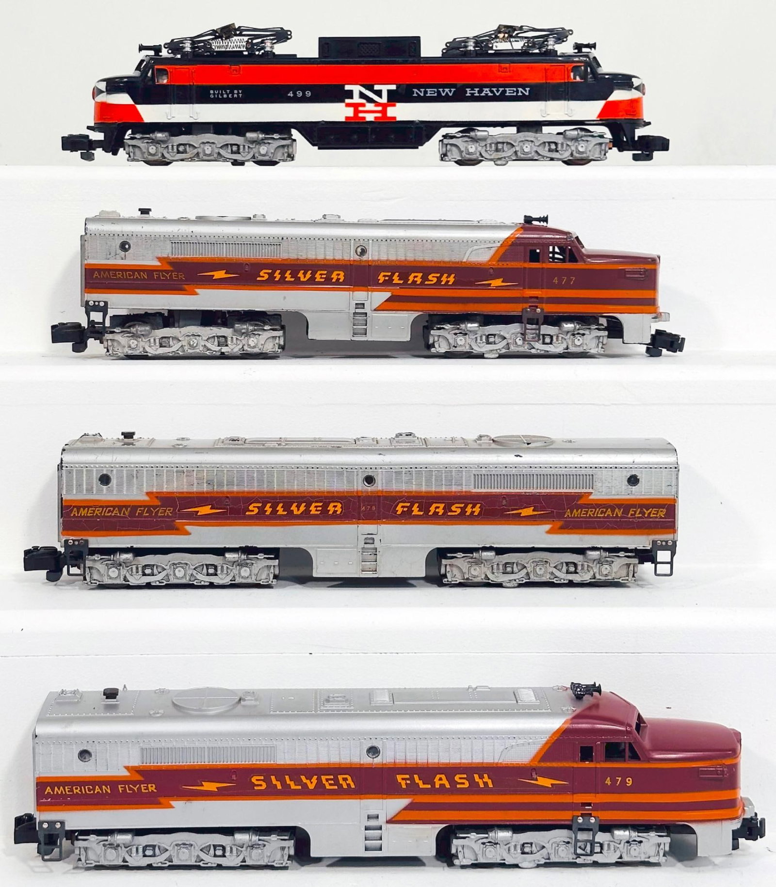 American Flyer Postwar S Gauge 477 - 478 - 479 Silver Flash A - B - A Alco Diesel Units/499 New (1 of 6)
