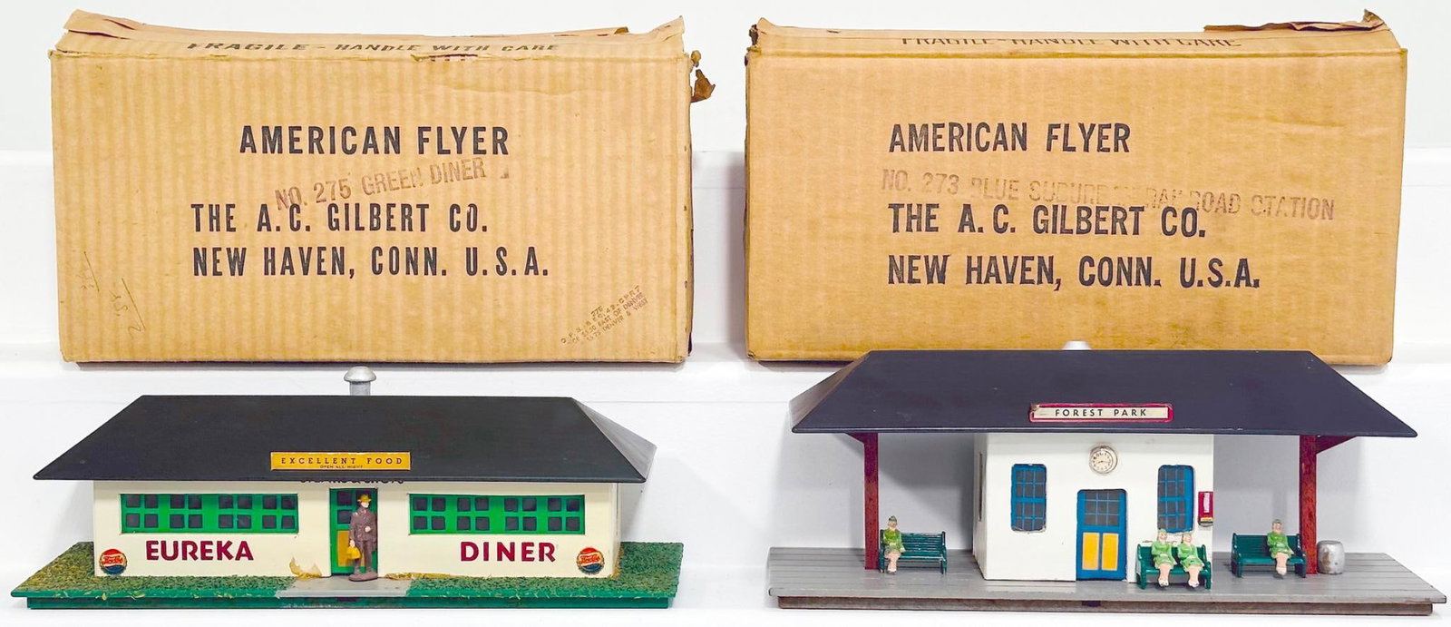 American Flyer Postwar S Gauge 273 Suburban Railroad Station Forest Park and 275 Eureka Diner (1 of 7)