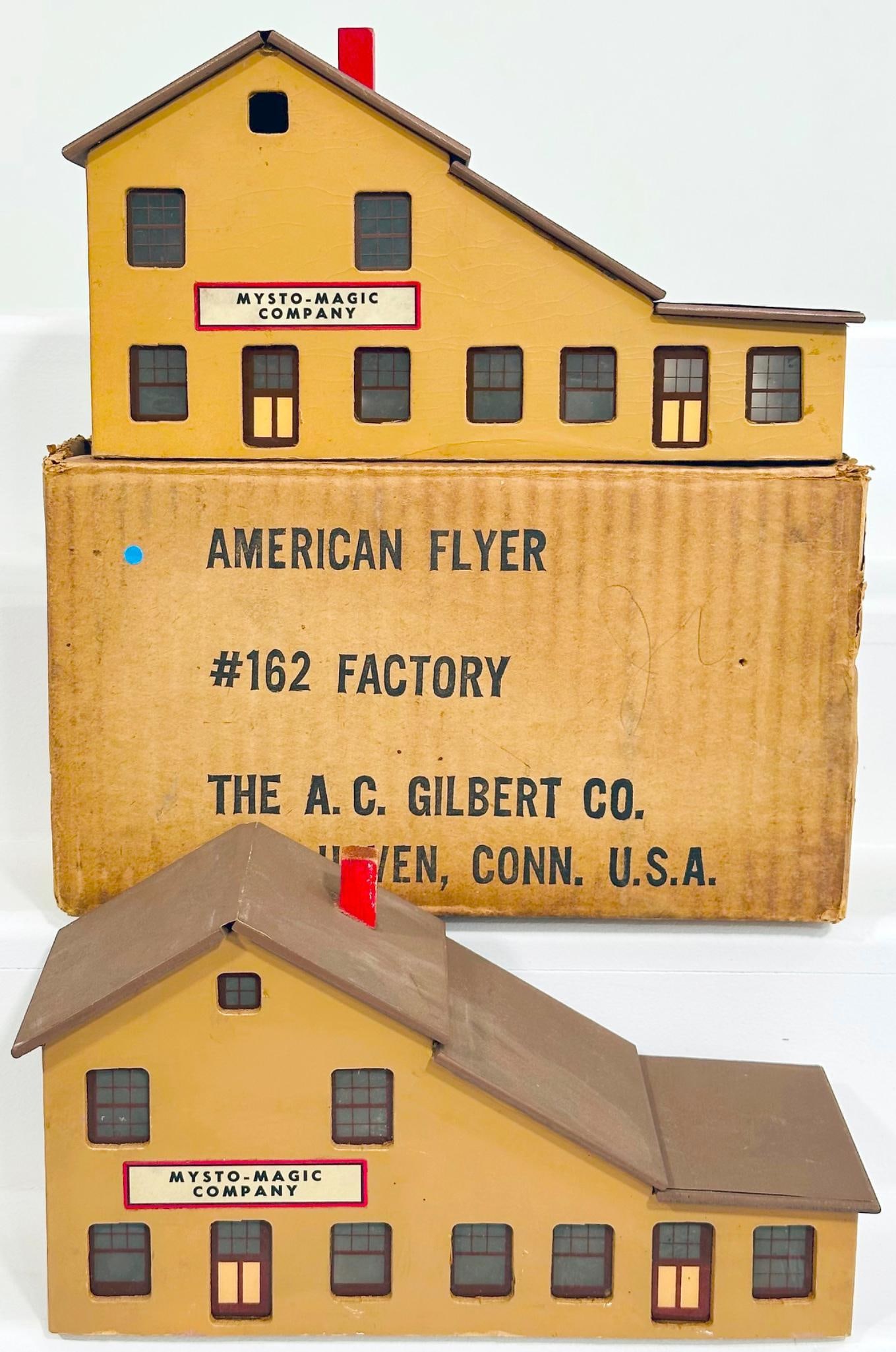 American Flyer Postwar S Gauge 162 Factory Boxed X2: American Flyer Postwar S Gauge 162 Factory Boxed X2, each in C7 and one with original box that shows heavy wear and damage to flaps.