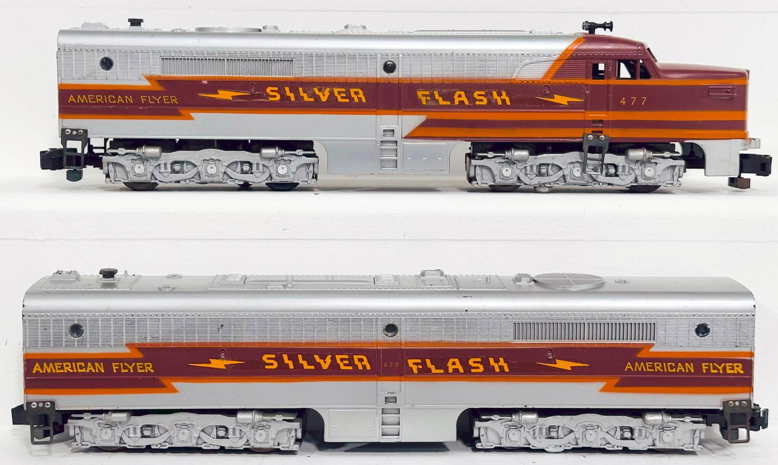 American Flyer Postwar S Gauge 477- 478 Silver Flash A - B Alco Diesel Units (1 of 6)