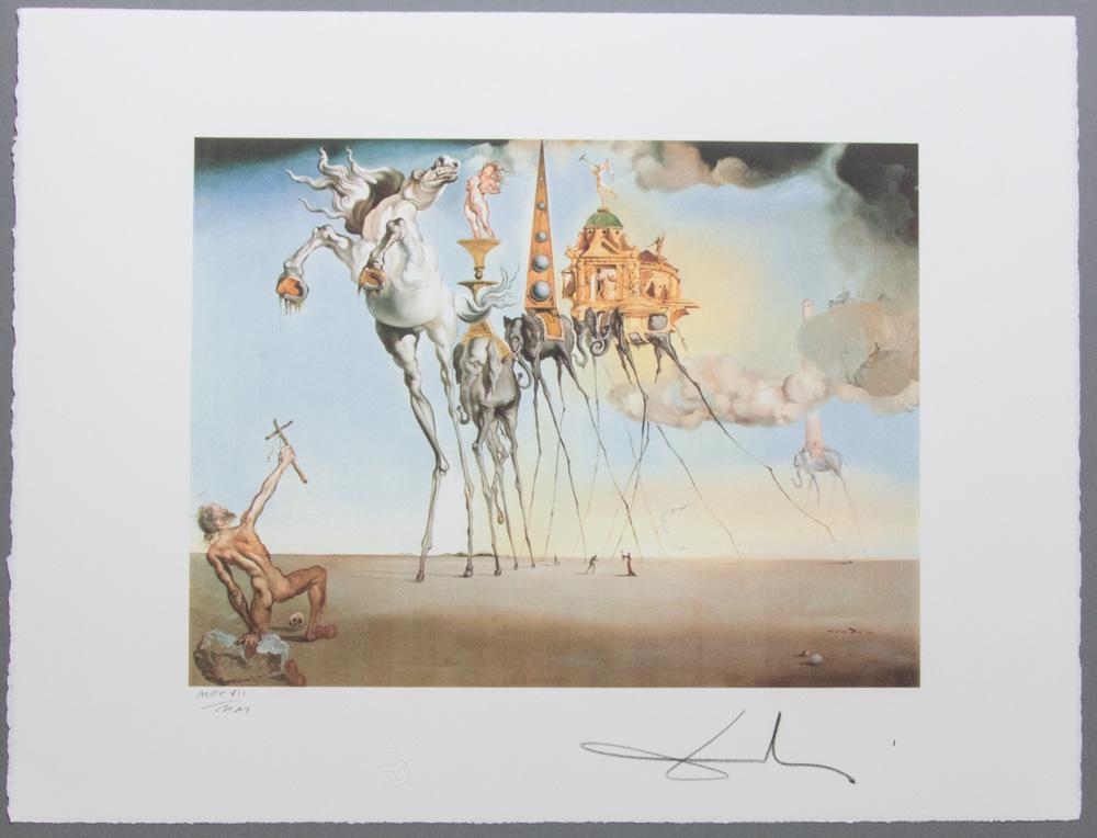 Salvador Dali „The Temptation of Saint: Salvador Dali (after) „The Temptation of Saint Anthony” offset lithography, sheet size 50 x 65 cm, signed bottom right, pencil „Dali”, numbered with pencil bottom left MCCVII/M
