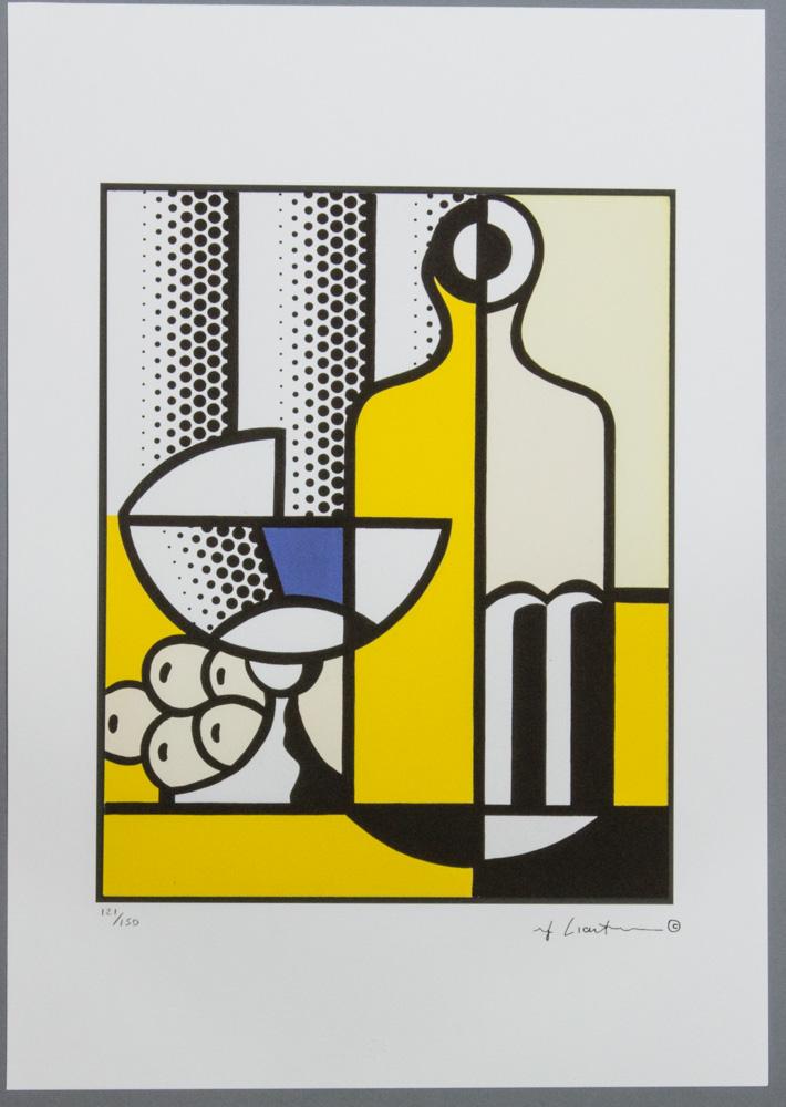 Roy Lichtenstein „Purist Painting in: Roy Lichtenstein (after) „Purist Painting in Yellows”, limited edition of 150, lithography print, plate signed bottom right, numbered with pencil bottom left 121/150, heavy paper, with 
