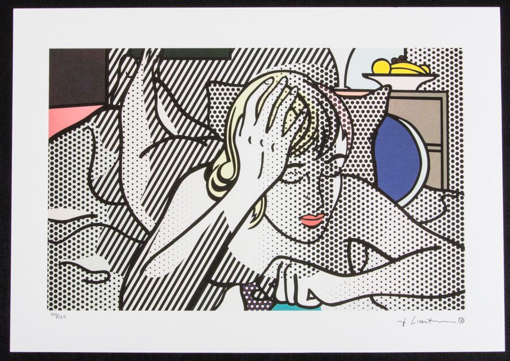Roy Lichtenstein "Thinking Nude": Roy Lichtenstein (after) „Thinking Nude”, limited edition of 150, lithography print, plate signed bottom right, numbered with pencil bottom left 100/150, heavy paper, with „STYRIA St