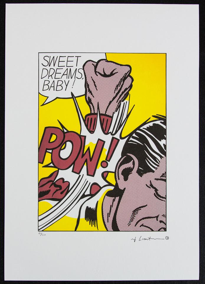 Roy Lichtenstein "Sweet Dreams Baby": Roy Lichtenstein (after) „Sweet Dreams Baby" limited edition of 150, lithography print, plate signed bottom right, numbered with pencil bottom left 60/150, heavy paper, with „STYRIA Studio