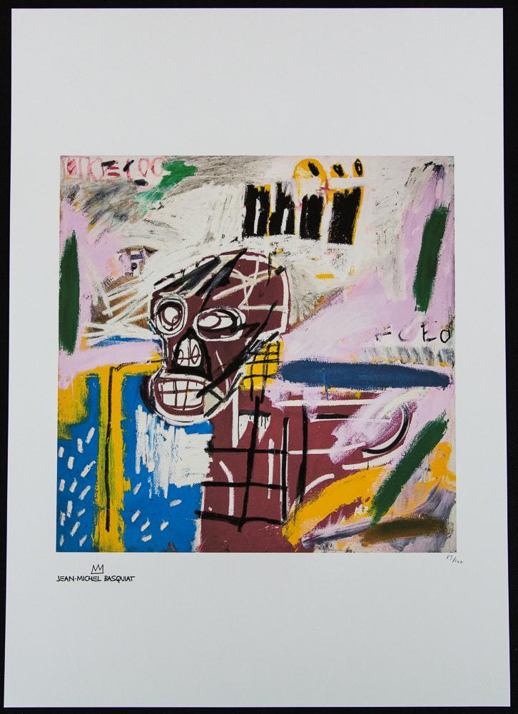 Jean-Michel Basquiat "Red Skull": Jean-Michel Basquiat (after) „Red Skull" lithography print, sheet size 50 x 70 cm, plate signed bottom left, numbered bottom right with pencil, limited edition 85/100, bottom right publishing ho
