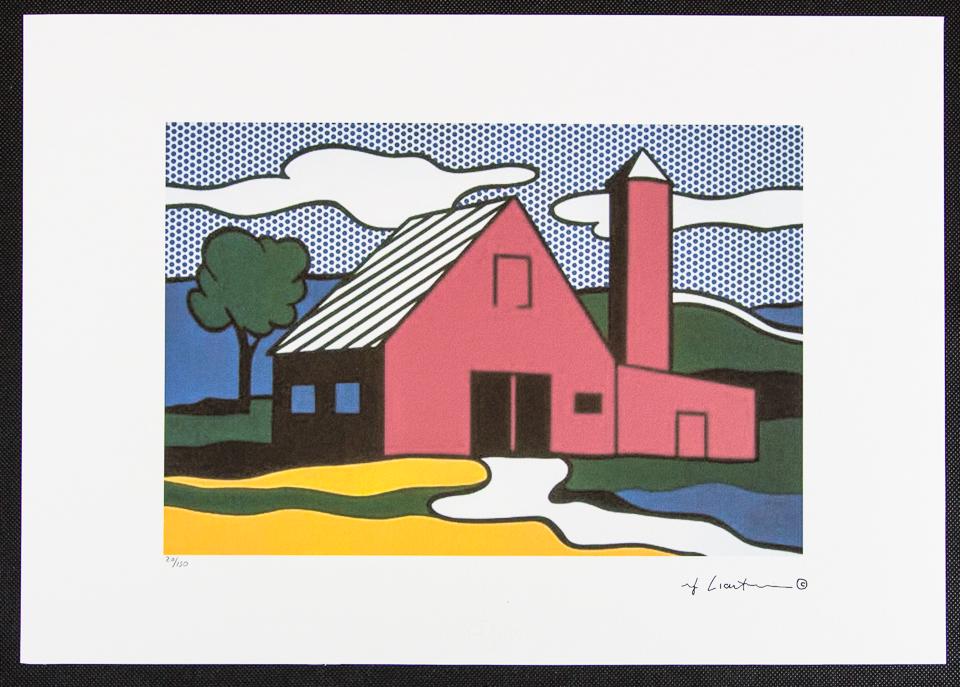 Roy Lichtenstein "Red Barn I": Roy Lichtenstein (after) „Red Barn I" limited edition of 150, lithography print, plate signed bottom right, numbered with pencil bottom left 20/150, heavy paper, with „STYRIA Studio”