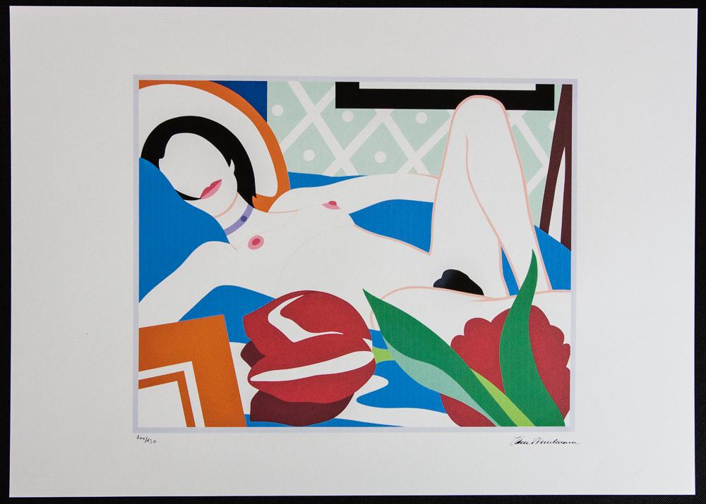 Tom Wesselmann "Monica With Tulips": Tom Wesselmann (after) „Monica With Tulips" offset lithography, limited edition of 450, sheet size 50 x 70 cm, plate signed bottom right, numbered with pencil bottom left 400/450, cotton paper,