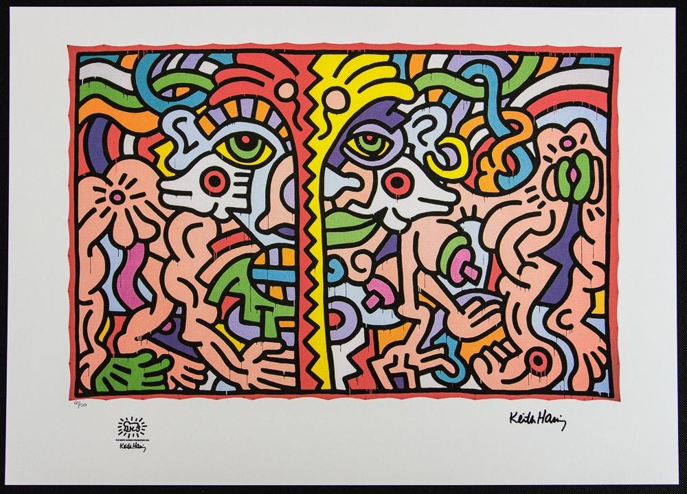 Keith Haring, untitled: Keith Haring (after) untitled, offset lithography, limited edition of 150, sheet size 50 x 70 cm, plate signed bottom right, numbered with pencil bottom left 60/150, cotton paper, Keith Haring Foundat