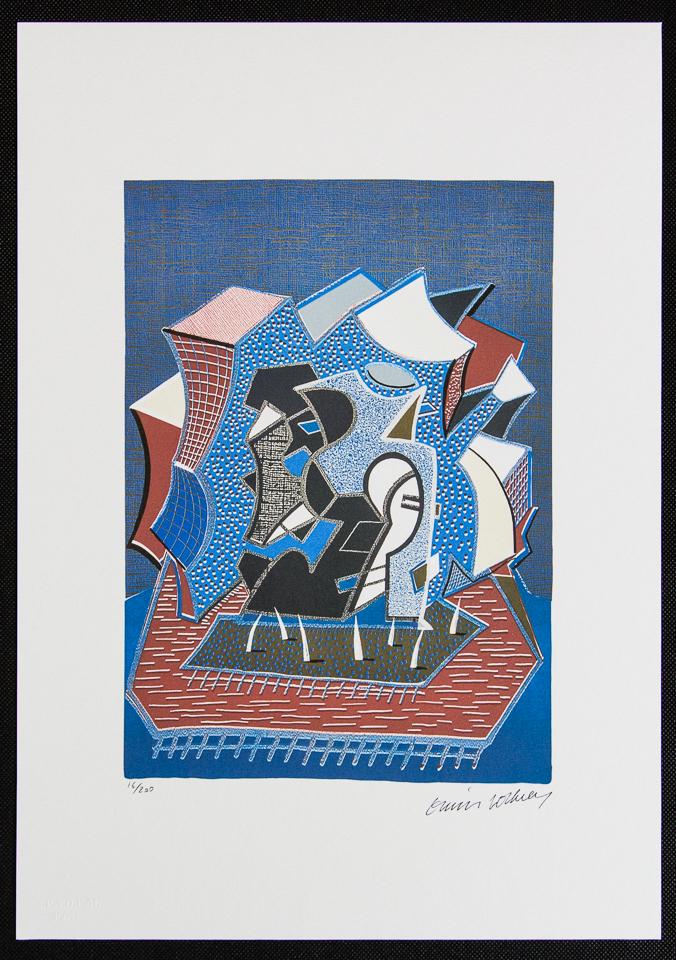 David Hockney "Tres": David Hockney (after) "Tres" (end of triple) limited edition of 200, lithography print, plate signed bottom right, numbered with pencil bottom left 16/200, heavy cotton paper, with embossing stamp â�