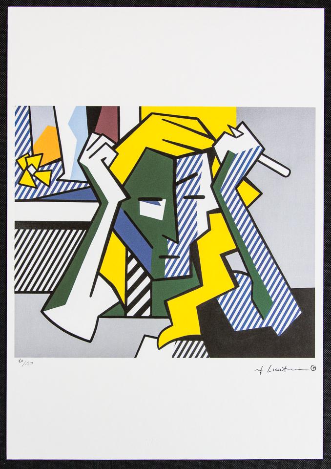 Roy Lichtenstein „Expressionist Heads": Roy Lichtenstein (after) â€žExpressionist Heads" limited edition of 150, lithography print, plate signed bottom right, numbered with pencil bottom left 80/150, heavy paper, with â€žSTYRIA Stud
