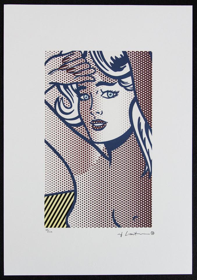 Roy Lichtenstein „Nude With Blue Hair": Roy Lichtenstein (after) â€žNude With Blue Hair" limited edition of 150, lithography print, plate signed bottom right, numbered with pencil bottom left 14/150, heavy paper, with â€žSTYRIA Stud