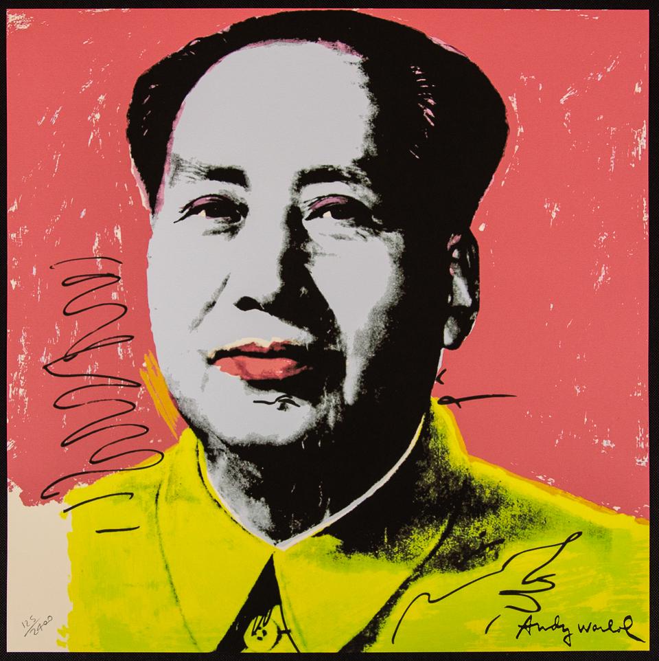Andy Warhol "Mao": Andy Warhol (after) "Mao" offset lithography, size 60 x 60 cm, plate signed bottom right, numbered with pencil, limited edition 125/2400, heavy paper, stamped with CMOA on the back (Carnegie Museum of