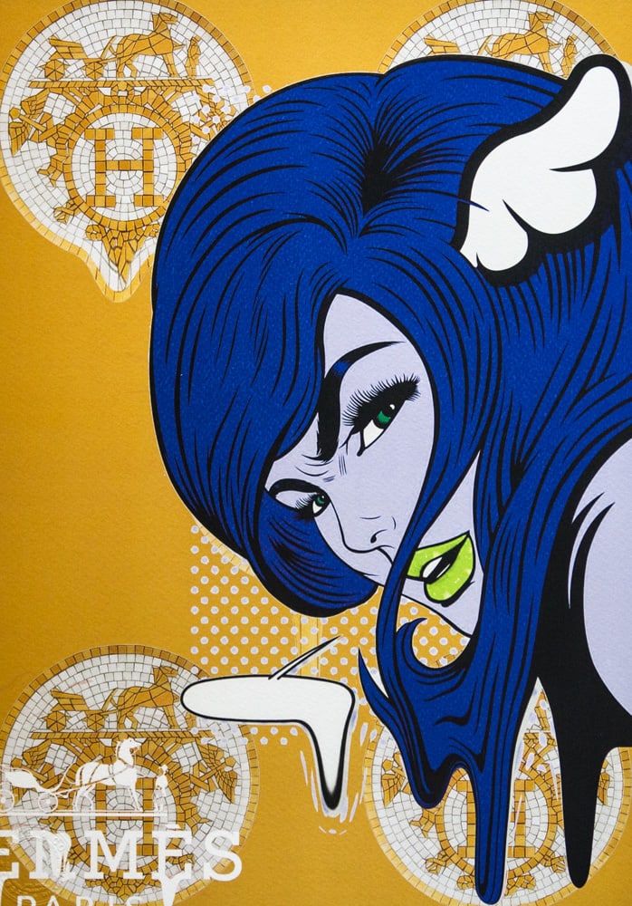 DEATH NYC SIGNED FINE ART PRINT W/COA: DEATH NYC Signed Fine Art Print, DEATH NYC is a New York City-based street artist. Her pseudonym is an acronym for "Don't Easily Abandon the Hope". Print is blind stamped, comes with Certificate of Au