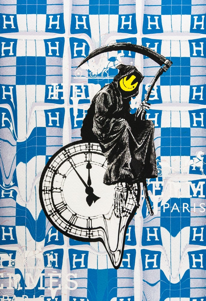 DEATH NYC SIGNED FINE ART PRINT W/COA: DEATH NYC Signed Fine Art Print, DEATH NYC is a New York City-based street artist. Her pseudonym is an acronym for "Don't Easily Abandon the Hope". Print is blind stamped, comes with Certificate of Au