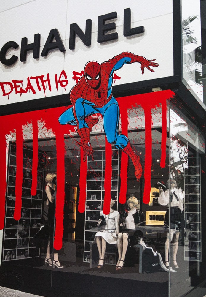 DEATH NYC SIGNED FINE ART PRINT W/COA: DEATH NYC Signed Fine Art Print, DEATH NYC is a New York City-based street artist. Her pseudonym is an acronym for "Don't Easily Abandon the Hope". Print is blind stamped, comes with Certificate of Au