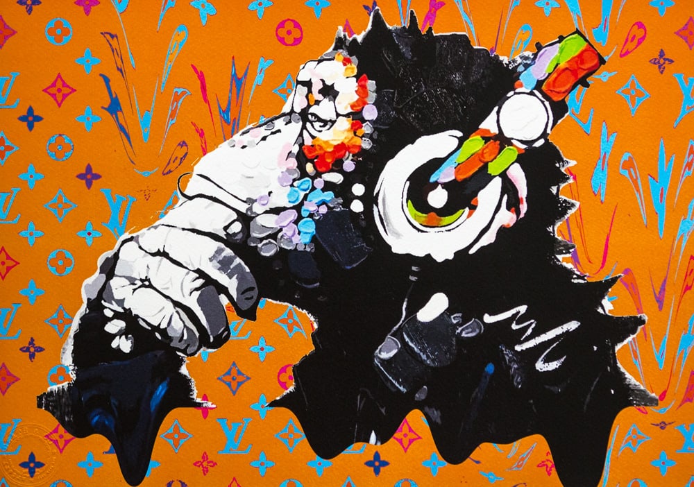 DEATH NYC SIGNED FINE ART PRINT W/COA: DEATH NYC Signed Fine Art Print, DEATH NYC is a New York City-based street artist. Her pseudonym is an acronym for "Don't Easily Abandon the Hope". Print is blind stamped, comes with Certificate of Au