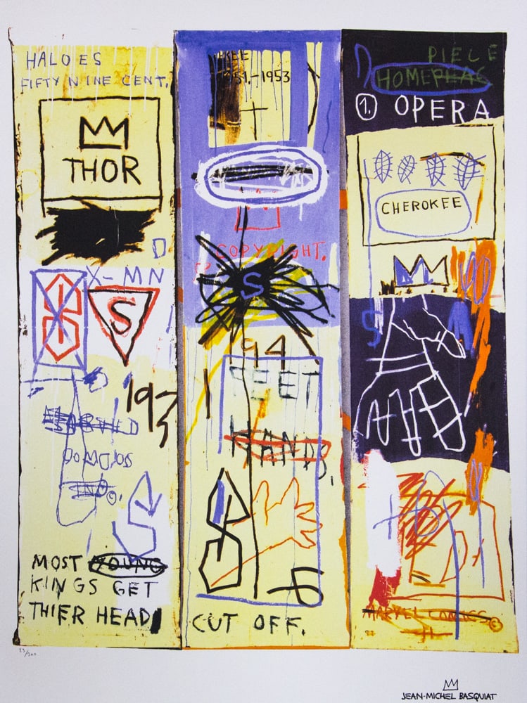Jean-Michel Basquiat "Charles the First": Jean-Michel Basquiat (after) "Charles the First" lithography print, sheet size 50 x 70 cm, plate signed bottom right, numbered bottom left with pencil, limited edition 23/300, bottom right publishing 