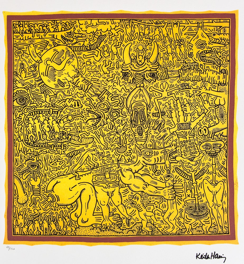 Keith Haring, Untitled: Keith Haring (after) untitled, offset lithography, limited edition of 150, sheet size 50 x 70 cm, plate signed bottom right, numbered with pencil bottom left 49/150, cotton paper, Keith Haring Foundat