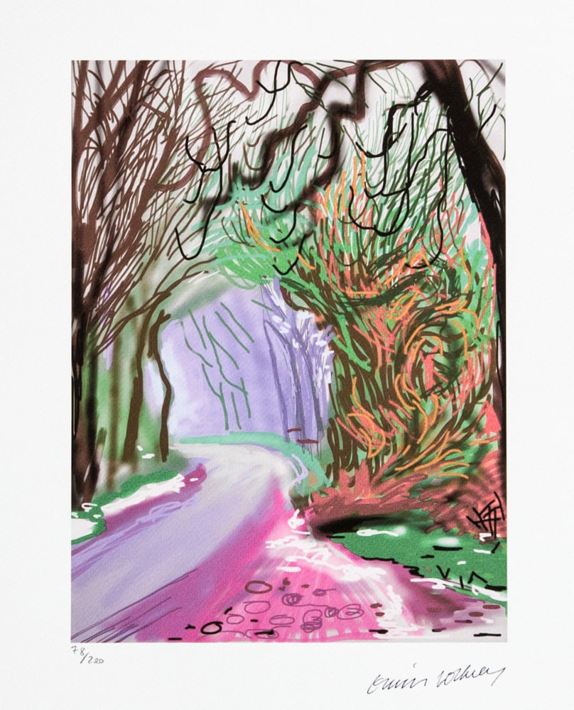 David Hockney "The Arrival of Spring in Woldgate": David Hockney (after) "The Arrival of Spring in Woldgate" limited edition of 200, lithography print, plate signed bottom right, numbered with pencil bottom left 78/200, heavy cotton paper, with emboss