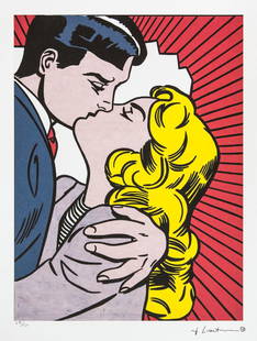 Roy Lichtenstein „Kiss III": Roy Lichtenstein (after) „Kiss III" limited edition of 150, lithography print, plate signed bottom right, numbered with pencil bottom left 30/150, heavy paper, with „STYRIA Studio” embossing