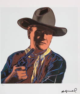 Andy Warhol „John Wayne": Andy Warhol (after) „John Wayne" offset lithograph in colors on Arches paper, Georges Israel Editeur, sheet size 38,5 x 57 cm, plate signed bottom right, numbered with pencil, limited edition 33/100