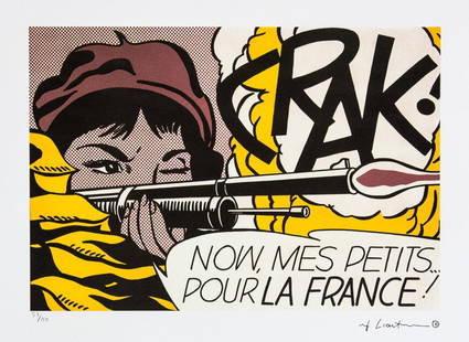 Roy Lichtenstein „Crack": Roy Lichtenstein (after) „Crack" limited edition of 150, lithography print, plate signed bottom right, numbered with pencil bottom left 53/150, heavy paper, with „STYRIA Studio&rdquo; embossing, �