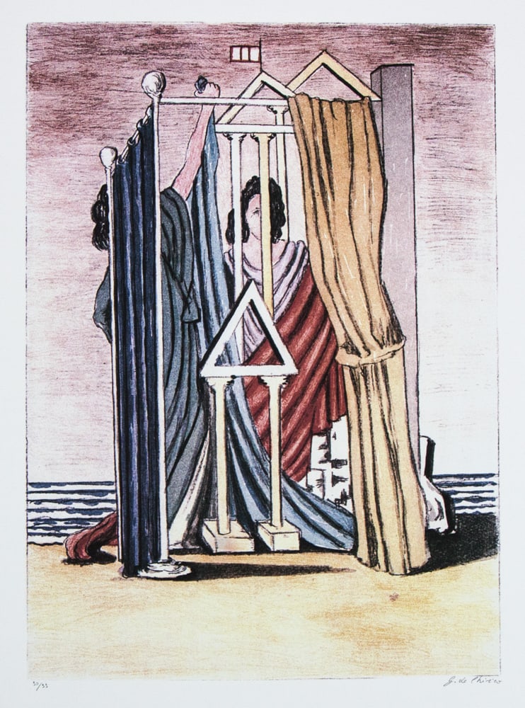 Giorgio De Chirico 'The Sibille': Giorgio De Chirico (after) 'The Sibille' offset lithograph in colors, signed bottom right, pencil 'G. De Chirico', numbered bottom left with pencil, limited edition 90/99, bottom center publishing hou