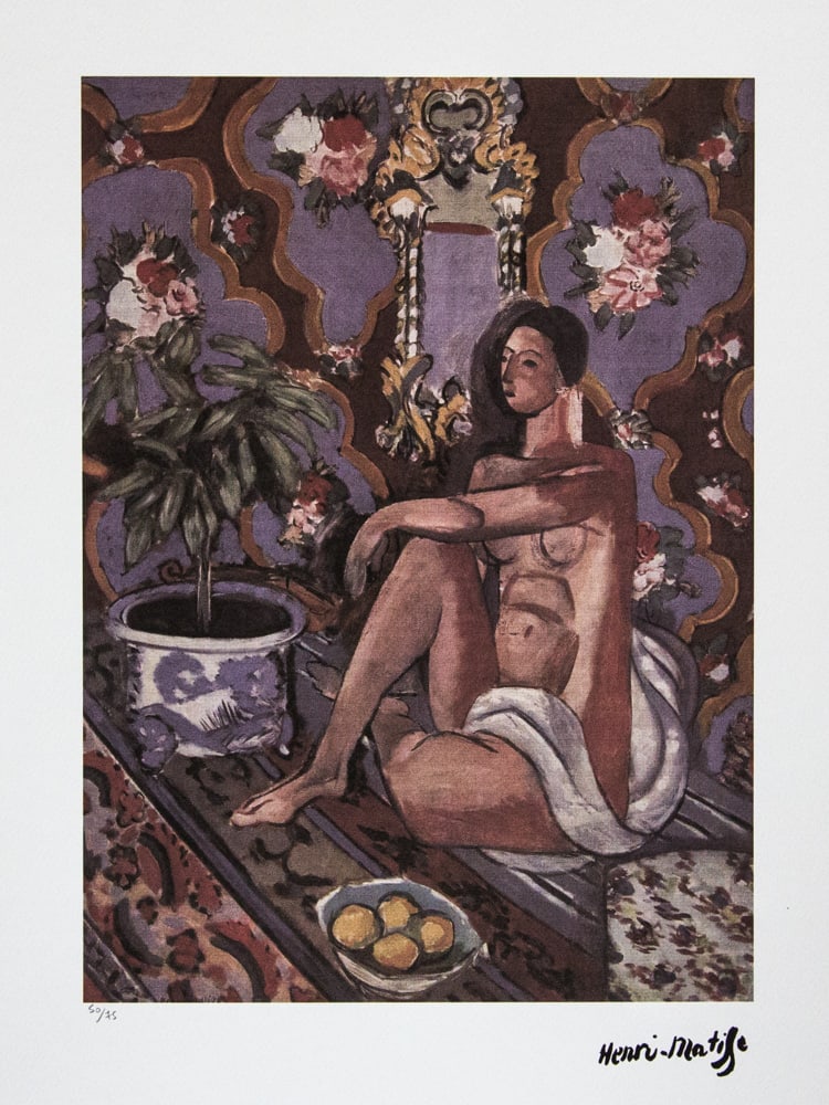 Henri Matisse 'Odalisque Nude': Henri Matisse (after) 'Odalisque Nude' offset lithography, limited edition of 75, sheet size 50 x 70 cm, plate signed bottom right, numbered with pencil bottom left 50/75, cotton paper, bottom left em