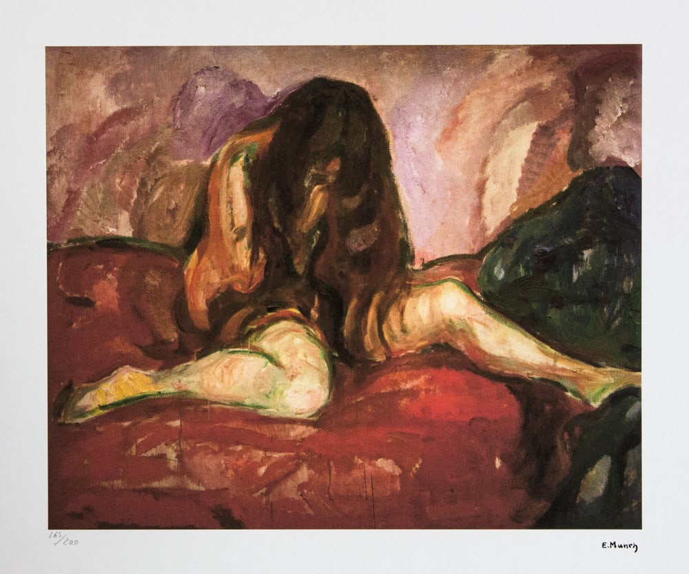 Edvard Munch 'Nude I': Edvard Munch (after) 'Nude I' limited edition of 200, lithography print, plate signed bottom right, numbered with pencil bottom left 165/200, fine art paper, with La TREC Spa embossing, sheet size: 50
