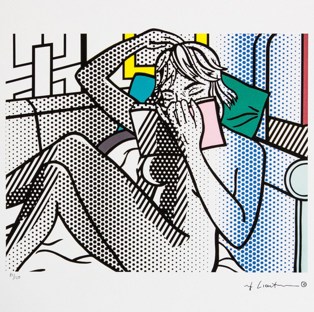 Roy Lichtenstein 'Nude Reading': Roy Lichtenstein (after) 'Nude Reading' limited edition of 150, lithography print, plate signed bottom right, numbered with pencil bottom left 80/150, heavy paper, with 'STYRIA Studio' embossing, 'CAS